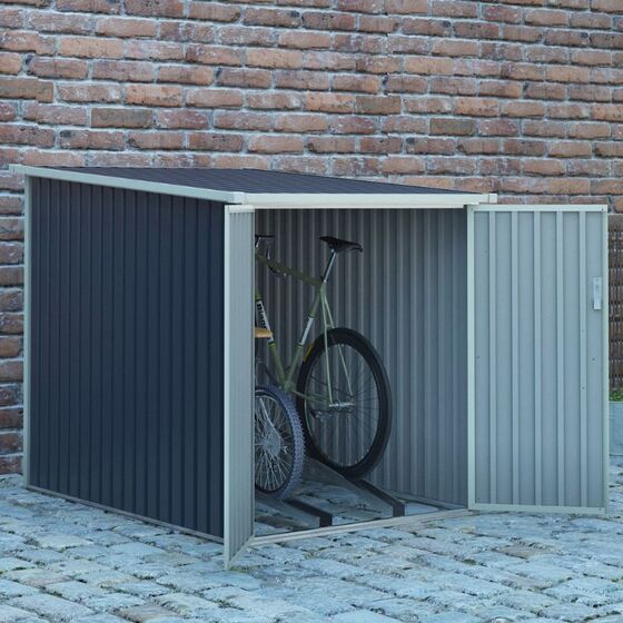 STEELEN Μεταλλική Αποθήκη Κήπου - Γκαράζ Ποδηλάτων 142x198x157cm 2.4m² Γαλβανιζέ ΝΙΚΙ Μ-Α Ανθρακί
