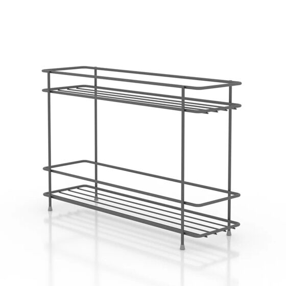 TEKNO-TEL Ραφιέρα Πάγκου Κουζίνας 32x15x15cm 2 Επιπέδων Επιχρωμιωμένο Ατσάλι Μαύρο Matte