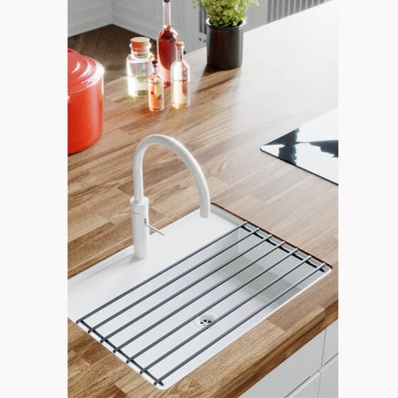 TEKNO-TEL Σχάρα Νεροχύτη Ορθογώνια / Σουπλά για Μεγάλα Σκεύη 50x25x1.5cm Ατσάλι Μαύρο Matte