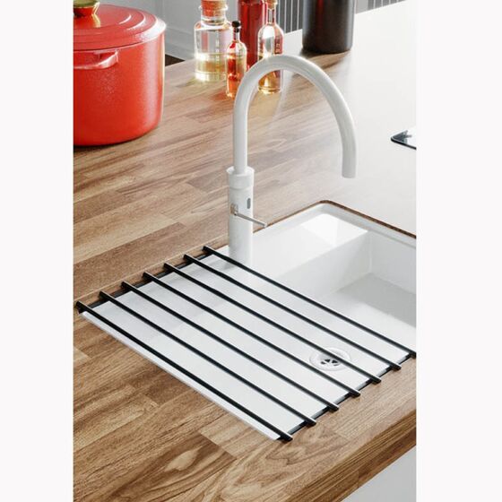 TEKNO-TEL Σχάρα Νεροχύτη Ορθογώνια / Σουπλά για Μεγάλα Σκεύη 40x25x1.5cm Ατσάλι Μαύρο Matte