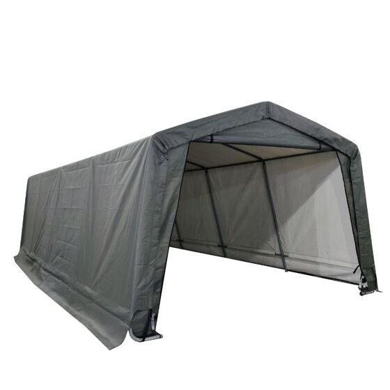 STEELEN Αδιάβροχη Υφασμάτινη Αποθήκη Κήπου - Γκαράζ Κήπου 365x610x240 (11.97'x20'x7.87') 22.3m² Πολυαιθυλένιο Tod M-F Γκρι