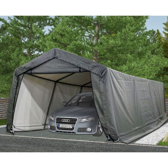 STEELEN Αδιάβροχη Υφασμάτινη Αποθήκη Κήπου - Γκαράζ Κήπου 365x610x240 (11.97'x20'x7.87') 22.3m² Πολυαιθυλένιο Tod M-F Γκρι