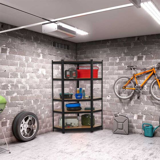 VESTA Μεταλλική Γαλβανιζέ Ραφιέρα Dexion 5όροφη 90x90x180cm με Μοριοσανίδες Πάχους 5mm 24.5kg Πάχος Δοκών 0.7mm MAX Αντοχή 875kg (175kg / Ράφι) Μαύρη