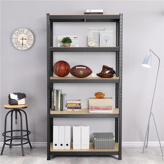 VESTA Μεταλλική Γαλβανιζέ Ραφιέρα Dexion 5όροφη 90x40x180cm με Μοριοσανίδες Πάχους 4mm 13.4kg Πάχος Δοκών 0.63mm MAX Αντοχή 875kg (175kg / Ράφι) Μαύρη