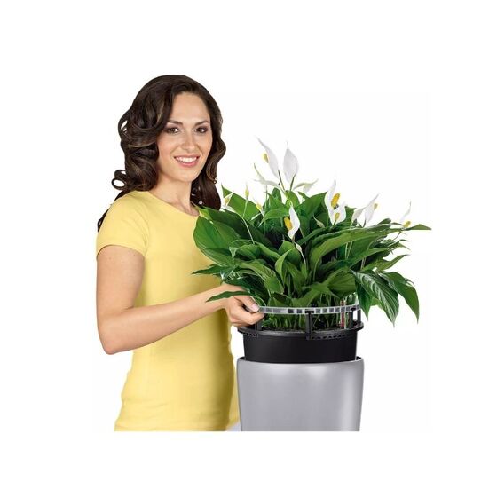 LECHUZA RONDO 32 Premium Επιδαπέδια Γλάστρα Ø32.5x56.5cm ΑΥΤΟΠΟΤΙΖΟΜΕΝΗ με Δοχείο Φύτευσης Ανθρακί Ματ Γερμανίας