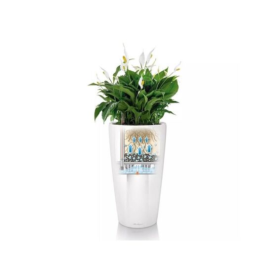 LECHUZA RONDO 40 Premium Επιδαπέδια Γλάστρα Ø40x75cm ΑΥΤΟΠΟΤΙΖΟΜΕΝΗ με Δοχείο Φύτευσης Μαύρη Ματ Γερμανίας