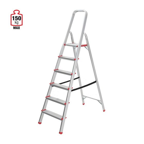 VESTA Σκάλα Αλουμινίου 5+1 Σκαλιά 47.5x110x166cm Αντοχή 150kg Βάρος 3.93kg με Ιμάντα