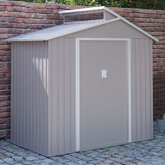 STEELEN Μεταλλική Αποθήκη Κήπου-Σπιτάκι Κήπου 220x129x214cm (7.2'x4.2'x7') 2.4m² Γαλβανιζέ με Φεγγίτη OSCAR A Γκρι Καφέ