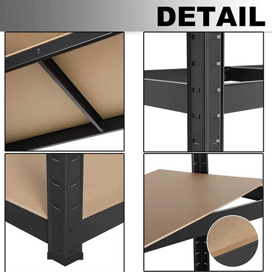 VESTA Μεταλλική Γαλβανιζέ Ραφιέρα Dexion 5όροφη 100x45x180cm με Μοριοσανίδες Πάχους 4mm 14kg Πάχος Δοκών 0.63mm MAX Αντοχή 875kg (175kg / Ράφι) Μαύρη