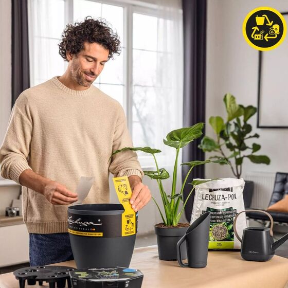 LECHUZA Classico ECO 43 Επιδαπέδια Γλάστρα Ø42x39.5cm Αυτοποτιζόμενη Light Grey Γερμανίας