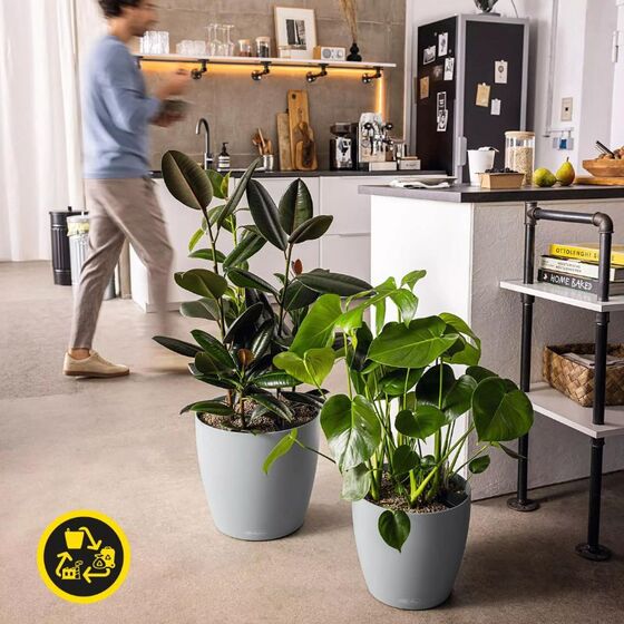 LECHUZA Classico Color ECO 18 Επιτραπέζια Γλάστρα Ø19x17cm Αυτοποτιζόμενη Light Grey Γερμανίας