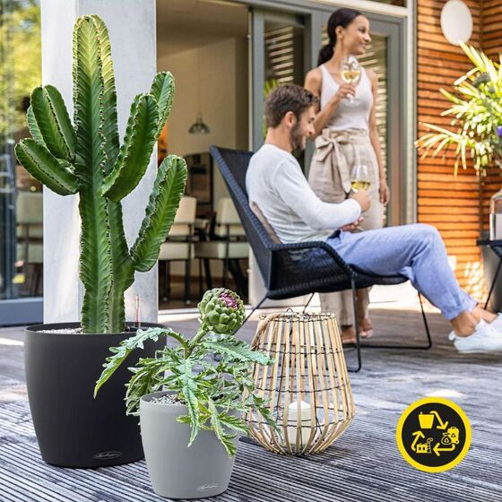 LECHUZA Classico ECO 21 Επιτραπέζια Γλάστρα Ø21.5x20.5cm Αυτοποτιζόμενη Dark Grey Γερμανίας