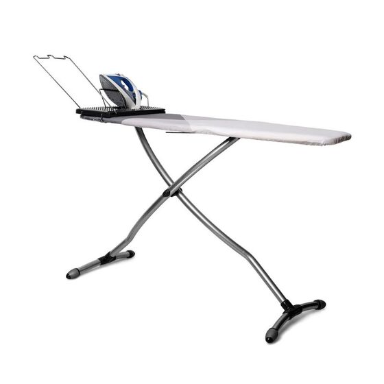 Σιδερώστρα Εργονομική SUPER ΓΙΓΑΣ Με Μεγάλη Επιφάνεια Σιδερώματος 146x41.5x60-96cm 8.5kg με Φορητή Πλαστική Βάση για το Σίδερο και Ρυθμιζόμενο Ύψος Γκρι Σκούρο VERA