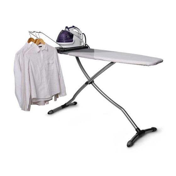 Σιδερώστρα Εργονομική SUPER ΓΙΓΑΣ Με Μεγάλη Επιφάνεια Σιδερώματος 146x41.5x60-96cm 8.5kg με Φορητή Πλαστική Βάση για το Σίδερο και Ρυθμιζόμενο Ύψος Γκρι Σκούρο VERA