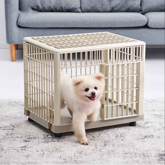 VESTA Κλουβί Περιορισμού και Περίφραξης Κατοικιδίου 65x50x56cm Πλαστικό ABS με Ρόδες 7.5kg PetCage 1 Small/Medium Μπεζ