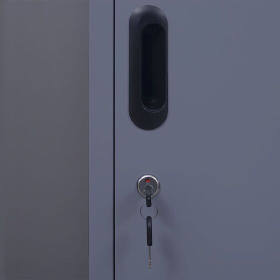 STEELEN Μεταλλική Ντουλάπα-Φοριαμός (Locker) 38x45x191cm Μονόφυλλη 23.5kg Πάχος 0.4mm Ανθρακί 2 Ράφια- 3 Αποθηκευτικοί Χώροι 4 Ρυθμιζόμενα Πόδια