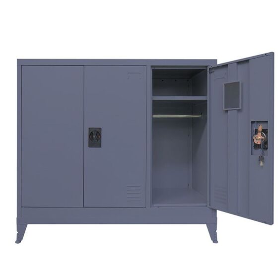 STEELEN Μεταλλική Ντουλάπα-Παπουτσοθήκη Βάρος 30.2kg 115x45x101cm Γαλβανιζέ 3φυλλη με 4 Ράφια και Ρυθμιζόμενα Πόδια - 6 Αποθηκευτικοί Χώροι Ανθρακί