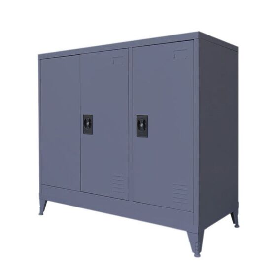 STEELEN Μεταλλική Ντουλάπα-Παπουτσοθήκη Βάρος 30.2kg 115x45x101cm Γαλβανιζέ 3φυλλη με 4 Ράφια και Ρυθμιζόμενα Πόδια - 6 Αποθηκευτικοί Χώροι Ανθρακί