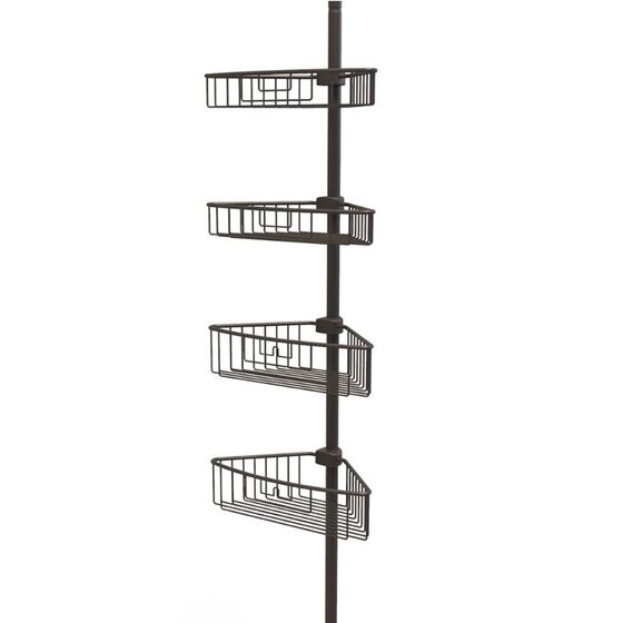 Τηλεσκοπική Ραφιέρα Μπάνιου 4όροφη Γωνία 35x21.5x135-270cm Ρυθμιζόμενο Ύψος με 4 Ράφια Αλουμινίου (Χωρίς Εργαλεία) Μαύρη