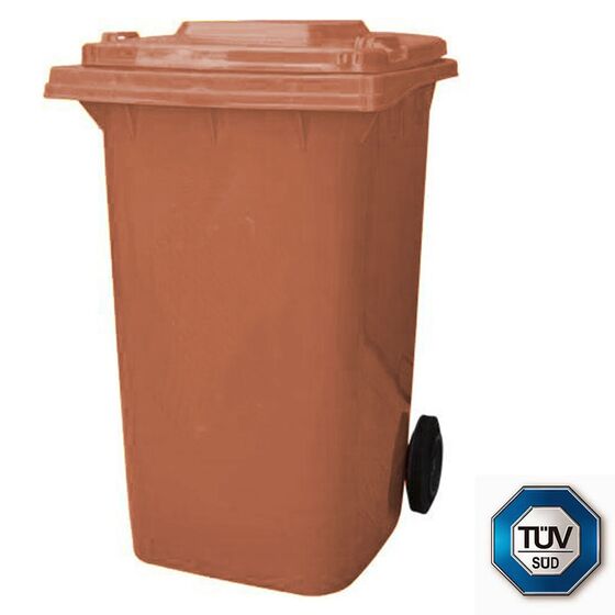 Κάδος Σκουπιδιών με Ρόδες 80lt 50x46x92cm Πλαστικός ΒΑΡΕΟΥ ΤΥΠΟΥ 7.5kg με Χειρολαβή Επαγγελματικός/Κήπου Καφέ ICS Ιταλίας