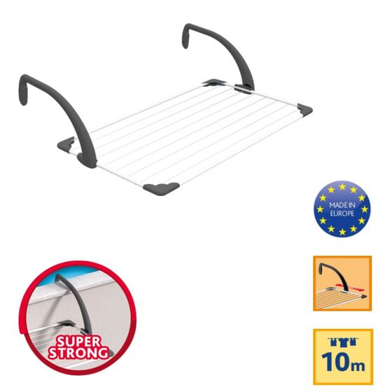 Απλώστρα Ρούχων Καλοριφέρ/Μπαλκονιού 100% ΙΝΟΧ 109.5x55.5x27.5 BREZZA  Vileda Άπλωμα 10m Αντοχή 10kg Βάρος 1.79kg Γερμανίας