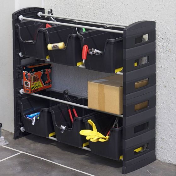Σύστημα Αποθήκευσης Πολλαπλών Χρήσεων/Εργαλειοθήκη UTILITY WOW DIY 80x32x79cm με 6 Συρτάρια και 2 Ράφια Μαύρο Toomax Italy
