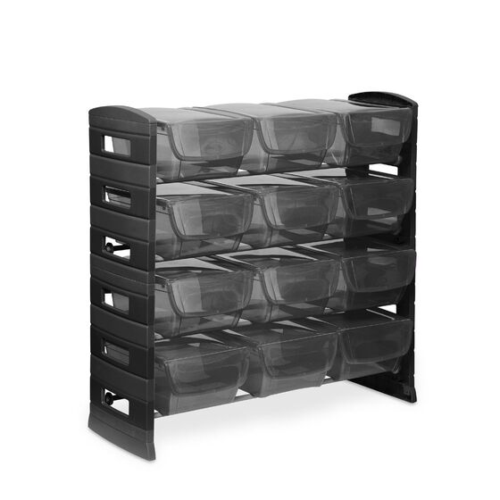 Σύστημα Αποθήκευσης Πολλαπλών Χρήσεων/Εργαλειοθήκη UTILITY WOW DIY 80x32x79cm με 12 Διάφανα Συρτάρια Μαύρο Toomax Italy