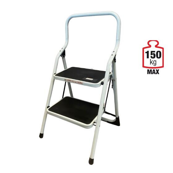 VESTA Σκαλοσκαμπό Μεταλλικό 45x47x87cm με 2 Σκαλιά MAX Αντοχή 150kg Βάρος 4.9kg PLUS Λευκό