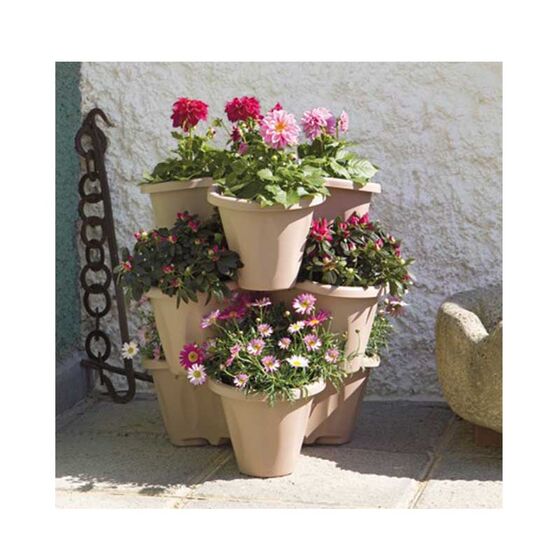 Γλάστρα Σύνθεσης Σετ 3 Τεμαχίων Τριπλή Στοιβαζόμενη Ø53x20cm 60lt Πλαστική Κρεμ 1.95kg TRIFOGLIO BAMA Ιταλίας