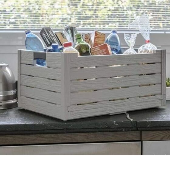 TOOMAX Ιταλίας Τελάρο Πολλαπλών Χρήσεων 59x39x28cm Πτυσσόμενο Χωρητικότητα 50lt Αντοχή 60kg Πλαστικό Όψη Ξύλου 2.37kg Γκρι FLORIDA