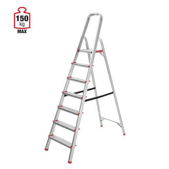 VESTA Σκάλα Aλουμινίου 6+1 Σκαλιά 49x121.5 x186cm Αντοχής150kg Βάρους 4.3kg με Ιμάντα