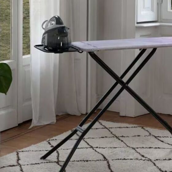 VILEDA Σιδερώστρα Ατμού Μέταλλο Βαμμένο 128x30x74-97cm με Σχάρα και Κλείδωμα Ασφαλείας 5.65kg Μαύρη Diamond Γερμανίας