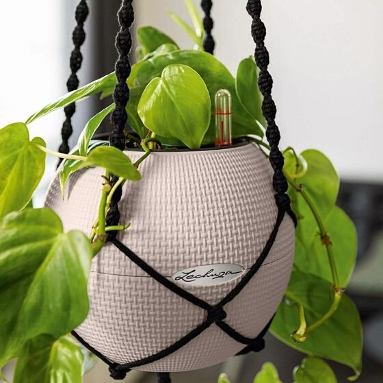 LECHUZA Macrame (Μακραμέ) Κρεμαστή Θήκη Γλάστρας Μαύρη BOHO 90