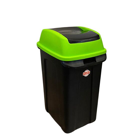 PLANET Κάδος Απορριμμάτων 70lt 47x35x70cm 2.5kg Πλαστικός Επαγγελματικός/Οικιακός με Παλλόμενο Άνοιγμα Μαύρο-Πράσινο