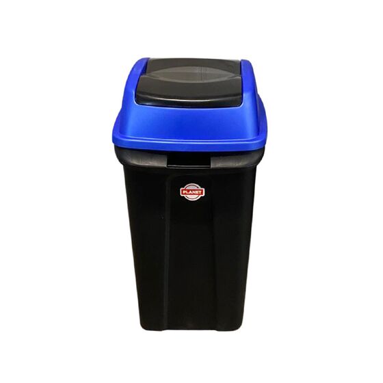 PLANET Κάδος Απορριμμάτων 70lt 47x35x70cm 2.5kg Πλαστικός Επαγγελματικός/Οικιακός με Παλλόμενο Άνοιγμα Μαύρο-Μπλε