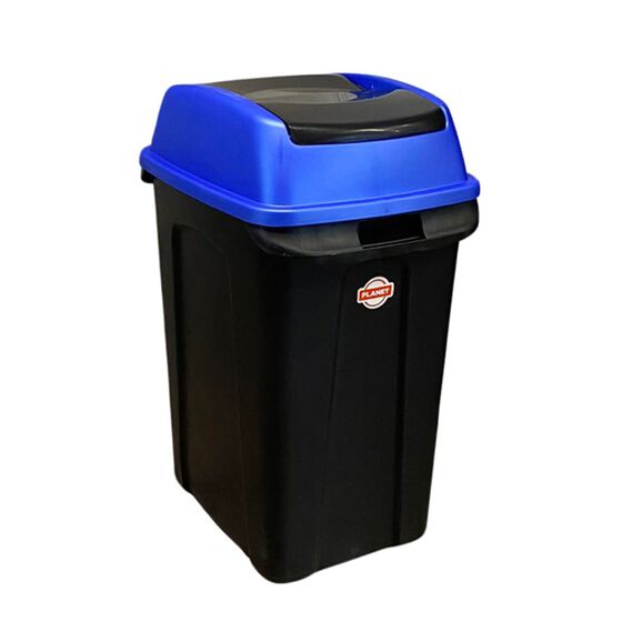 PLANET Κάδος Απορριμμάτων 70lt 47x35x70cm 2.5kg Πλαστικός Επαγγελματικός/Οικιακός με Παλλόμενο Άνοιγμα Μαύρο-Μπλε