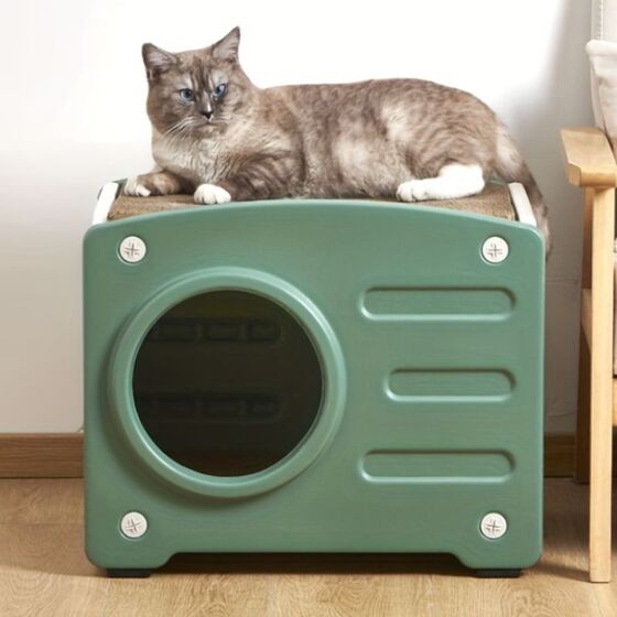 VESTA Σπίτι Γάτας 5.4kg Πλαστικό 56x41.7x46.2cm Πράσινο-Λευκό PETVILLA