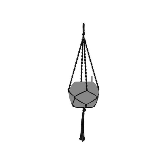 LECHUZA Macrame (Μακραμέ) Κρεμαστή Θήκη Γλάστρας Μαύρη BOHO 90