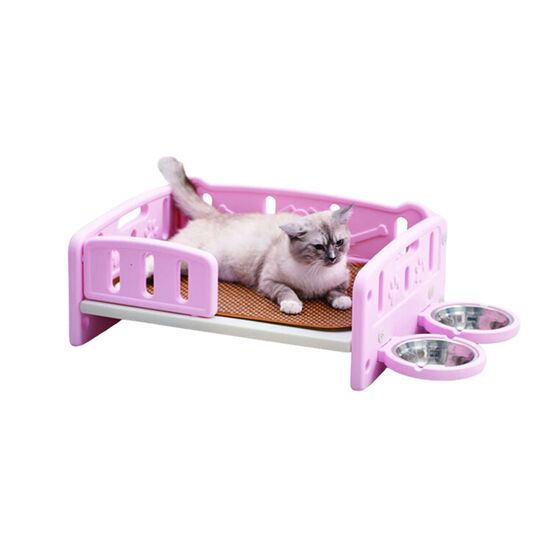 VESTA Κρεβάτι Γάτας 60x46.4x26.3cm με 2 Ταΐστρες Small 3.91kg Ροζ