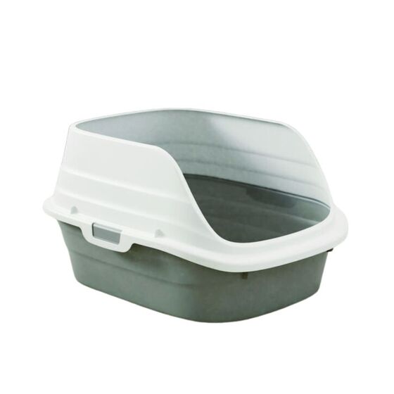 VESTA Τουαλέτα Γάτας Ανοικτή 38x48x29.5cm Πλαστική με Φτυαράκι 0,64kg  Λευκό - Γκρι