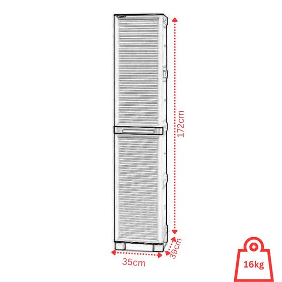 ARTPLAST Ιταλίας Πλαστική Ντουλάπα 11kg 35X39X172cm MASSIF Γκρί Μονόφυλλη Ενός Χώρου CONCERT