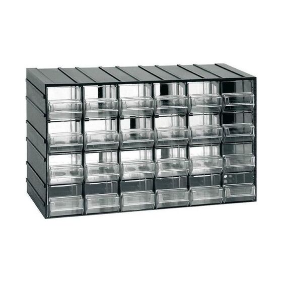 Artplast Ιταλίας Συρταριέρα Εργαλειοθήκη Organiser 37.7x14.2x22.8cm με 24 Διάφανα Συρτάρια Μαύρο HOBBY24