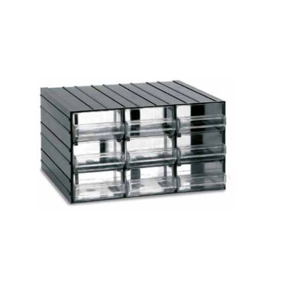 Σύστημα Αποθήκευσης Πολλαπλών Χρήσεων/Συρταριέρα Εργαλειοθήκη Organiser 38.2x29x23cm με 9 Διάφανα Συρτάρια Μαύρο Artplast Ιταλίας