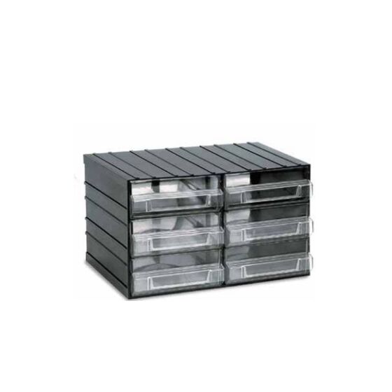 Σύστημα Αποθήκευσης Πολλαπλών Χρήσεων/Συρταριέρα Εργαλειοθήκη Organiser 38.2x29x23cm με 6 Διάφανα Συρτάρια Μαύρο Artplast Ιταλίας