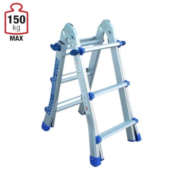 Σκάλα Αλουμινίου Επαγγελματική 4x3 Σκαλιά Μέγιστο Ύψος 287 εκατοστά Αντοχή 150kg Βάρος 9.4kg Πιστοποίηση EN131