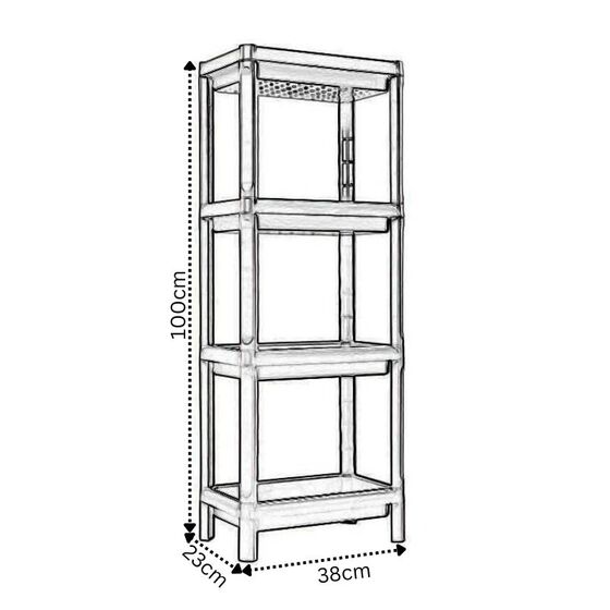 TOOMAX Ιταλίας Ραφιέρα Πλαστική Μπάνιου/Κουζίνας 4όροφη Πολλαπλών Χρήσεων 38x23x100cm Μαύρο