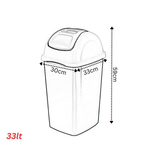 BAMA Κάδος Απορριμμάτων 33lt 30x33x59cm Πλαστικός Επαγγελματικός/Οικιακός με Παλλόμενο Καπάκι Μπορντό- Κυπαρισσί