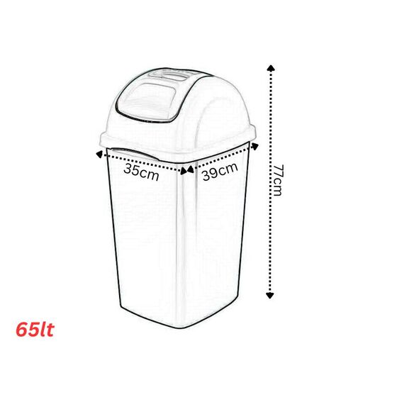 BAMA 40087 Κάδος Απορριμμάτων 65lt 35x39x77cm 1.75kg Πλαστικός Επαγγελματικός/Οικιακός με Παλλόμενο Καπάκι Ανθρακί