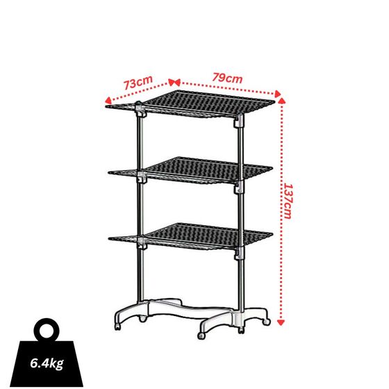 FILPLAST Απλώστρα Τηλεσκοπική 79x73x137cm 3 Επιπέδων Αλουμινίου με Μεταλλικές Βέργες Τροχήλατη  Άπλωμα 40m Βάρος 6.4kg TELESCOPIC 40 PLUS Ιταλίας