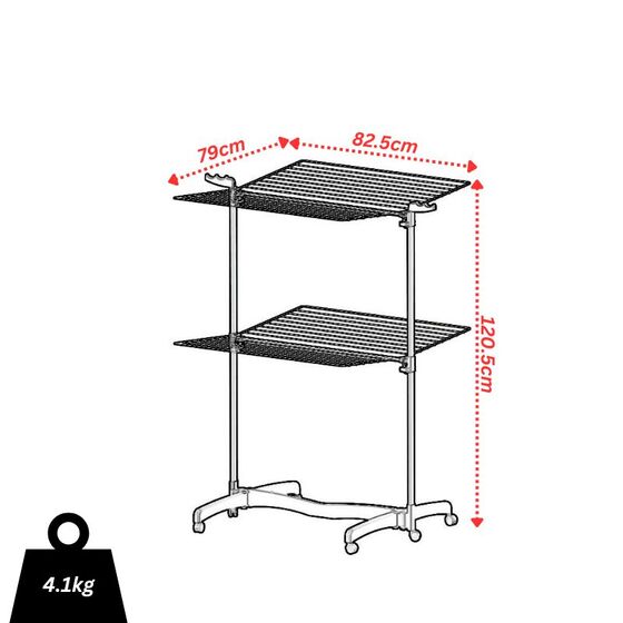 FILPLAST Απλώστρα Τηλεσκοπική 79x82.5x120.5cm 2 Επιπέδων Αλουμινίου με Μεταλλικές Βέργες Τροχήλατη Άπλωμα 30m Βάρος 4.1kg ECO SPACE 30 Ιταλίας
